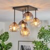 Koyoto Plafondlamp, Kogellampje Amber, Duidelijk, Rookkleurig, 5-lichts