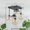 Koyoto Plafondlamp, Kogellampje Amber, Duidelijk, Rookkleurig, 5-lichts
