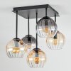 Koyoto Plafondlamp, Kogellampje Amber, Duidelijk, Rookkleurig, 5-lichts