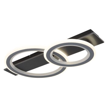 Globo Jayden Plafondlamp LED Grijs, Zwart, 1-licht, Afstandsbediening, Kleurwisselaar