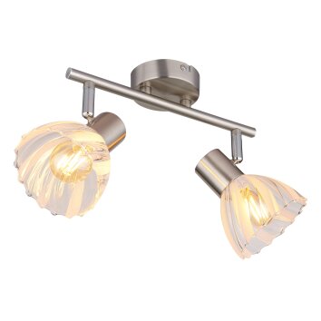 Globo Zachery Plafondlamp Nikkel mat, 2-lichts