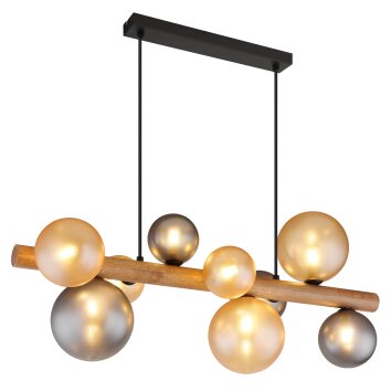 Globo Riha Hanglamp Donkerbruin, Zwart, 9-lichts