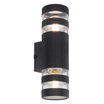 Globo Hayes Wandlamp Zwart, 2-lichts