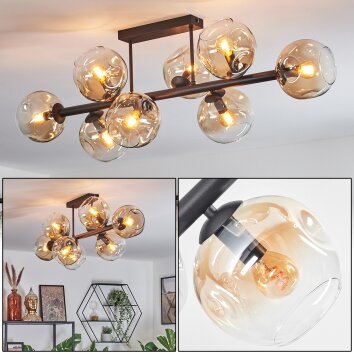 Ripoll Plafondlamp, Kogellampje Amber, Duidelijk, 8-lichts