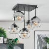 Koyoto Plafondlamp, Kogellampje Duidelijk, Rookkleurig, 5-lichts