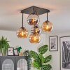 Koyoto Plafondlamp, Kogellampje Amber, Chroom, Rookkleurig, 5-lichts