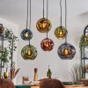Ripoll Hanglamp, Kogellampje, Hanglamp Blauw, Goud, Groen, Koperkleurig, 6-lichts