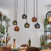 Ripoll Hanglamp, Kogellampje, Hanglamp Blauw, Groen, Koperkleurig, 6-lichts