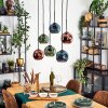 Ripoll Hanglamp, Kogellampje, Hanglamp Blauw, Groen, Koperkleurig, 6-lichts