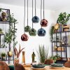 Ripoll Hanglamp, Kogellampje, Hanglamp Blauw, Groen, Koperkleurig, 6-lichts