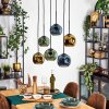 Ripoll Hanglamp, Kogellampje, Hanglamp Blauw, Groen, Koperkleurig, 6-lichts