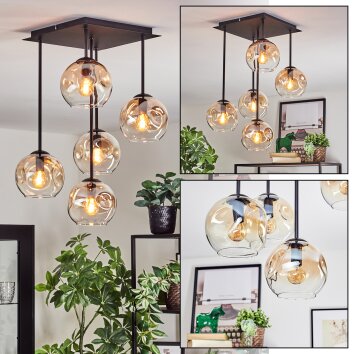 Ripoll Plafondlamp, Kogellampje Amber, Duidelijk, 5-lichts