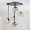 Ripoll Plafondlamp, Kogellampje Amber, Duidelijk, Rookkleurig, 5-lichts