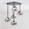 Ripoll Plafondlamp, Kogellampje Chroom, Duidelijk, Rookkleurig, 5-lichts