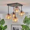 Ripoll Plafondlamp, Kogellampje Amber, Duidelijk, Rookkleurig, 5-lichts