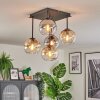 Koyoto Plafondlamp, Kogellampje 37 cm Amber, Duidelijk, Rookkleurig, 5-lichts