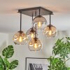 Koyoto Plafondlamp, Kogellampje 37 cm Amber, Duidelijk, Rookkleurig, 5-lichts