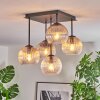 Koyoto Plafondlamp, Kogellampje Amber, Duidelijk, Rookkleurig, 5-lichts
