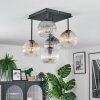 Koyoto Plafondlamp, Kogellampje Amber, Duidelijk, Rookkleurig, 5-lichts