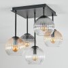 Koyoto Plafondlamp, Kogellampje Amber, Duidelijk, Rookkleurig, 5-lichts