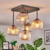 Koyoto Plafondlamp, Kogellampje Amber, Duidelijk, Rookkleurig, 5-lichts