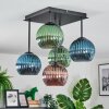 Koyoto Plafondlamp, Kogellampje Blauw, Groen, Koperkleurig, 5-lichts