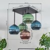 Koyoto Plafondlamp, Kogellampje Blauw, Groen, Koperkleurig, 5-lichts