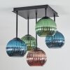 Koyoto Plafondlamp, Kogellampje Blauw, Groen, Koperkleurig, 5-lichts
