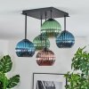 Koyoto Plafondlamp, Kogellampje Blauw, Groen, Koperkleurig, 5-lichts