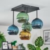 Koyoto Plafondlamp, Kogellampje Blauw, Goud, Groen, 5-lichts