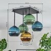 Koyoto Plafondlamp, Kogellampje Blauw, Goud, Groen, 5-lichts