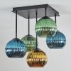 Koyoto Plafondlamp, Kogellampje Blauw, Goud, Groen, 5-lichts