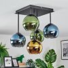 Koyoto Plafondlamp, Kogellampje Blauw, Goud, Groen, 5-lichts