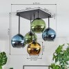 Koyoto Plafondlamp, Kogellampje Blauw, Goud, Groen, 5-lichts