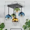 Koyoto Plafondlamp, Kogellampje Blauw, Goud, Groen, Duidelijk, 5-lichts