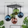 Gastor Plafondlamp, Kogellampje Blauw, Groen, Koperkleurig, 5-lichts