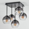 Koyoto Plafondlamp, Kogellampje 37 cm Duidelijk, Rookkleurig, 5-lichts