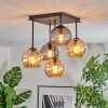 Koyoto Plafondlamp, Kogellampje 37 cm Amber, Rookkleurig, 5-lichts