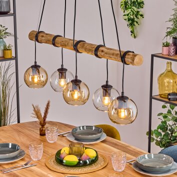 Koyoto Hanglamp, Kogellampje, Hanglamp Natuurlijke kleuren, Zwart, 5-lichts