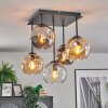 Ripoll Plafondlamp, Kogellampje Amber, Duidelijk, Rookkleurig, 5-lichts