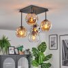 Ripoll Plafondlamp, Kogellampje Amber, Duidelijk, Rookkleurig, 5-lichts