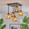 Ripoll Plafondlamp, Kogellampje Amber, Rookkleurig, 5-lichts