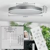 Salmi Plafondlamp, Paneel LED Grijs, Zilver, 1-licht, Afstandsbediening