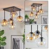 Koyoto Plafondlamp, Kogellampje Amber, Chroom, Duidelijk, Rookkleurig, 5-lichts