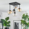 Koyoto Plafondlamp, Kogellampje Amber, Chroom, Duidelijk, Rookkleurig, 5-lichts