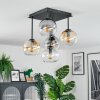 Koyoto Plafondlamp, Kogellampje Amber, Chroom, Duidelijk, Rookkleurig, 5-lichts