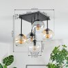 Koyoto Plafondlamp, Kogellampje Amber, Chroom, Duidelijk, Rookkleurig, 5-lichts