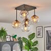 Koyoto Plafondlamp, Kogellampje Amber, Chroom, Duidelijk, Rookkleurig, 5-lichts
