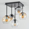 Koyoto Plafondlamp, Kogellampje Amber, Chroom, Duidelijk, Rookkleurig, 5-lichts