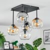 Koyoto Plafondlamp, Kogellampje Amber, Chroom, Duidelijk, Rookkleurig, 5-lichts